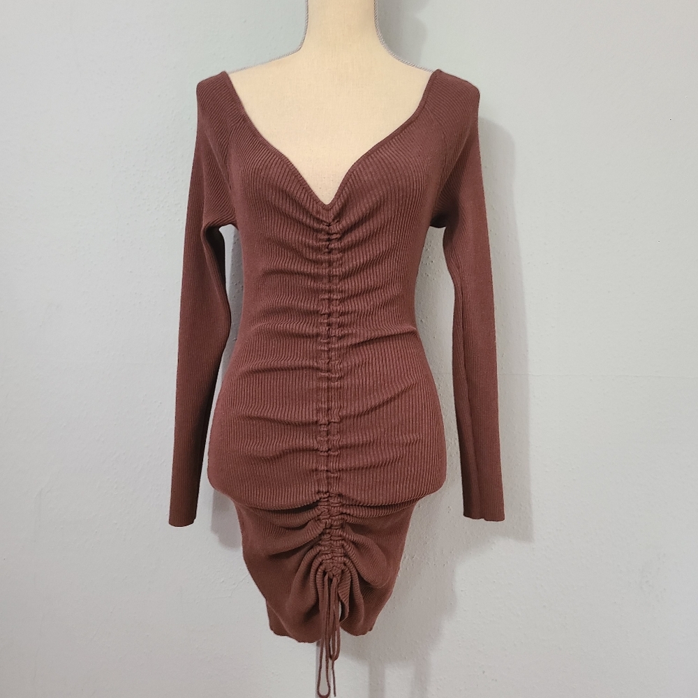Camila Coelho‎ Revolve Ciara Sweater Dress in Chocolate Size Small